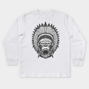 Angry Gorilla face Kids Long Sleeve T-Shirt